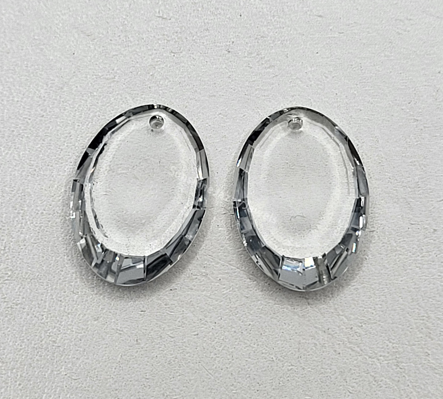 Sterling Silver Earrings - Swarovski Crystal Oval Pendant; Multple Colors