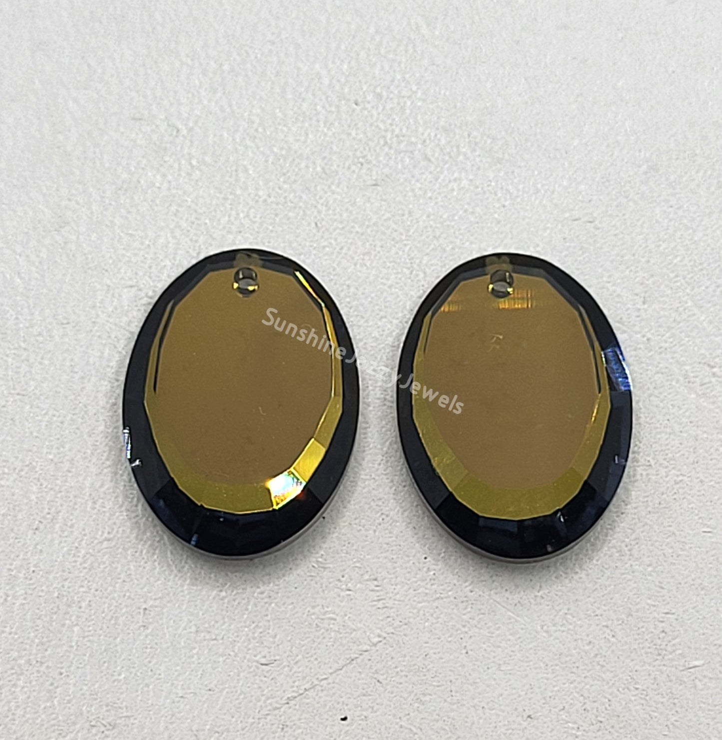 Sterling Silver Earrings - Swarovski Crystal Oval Pendant; Multple Colors