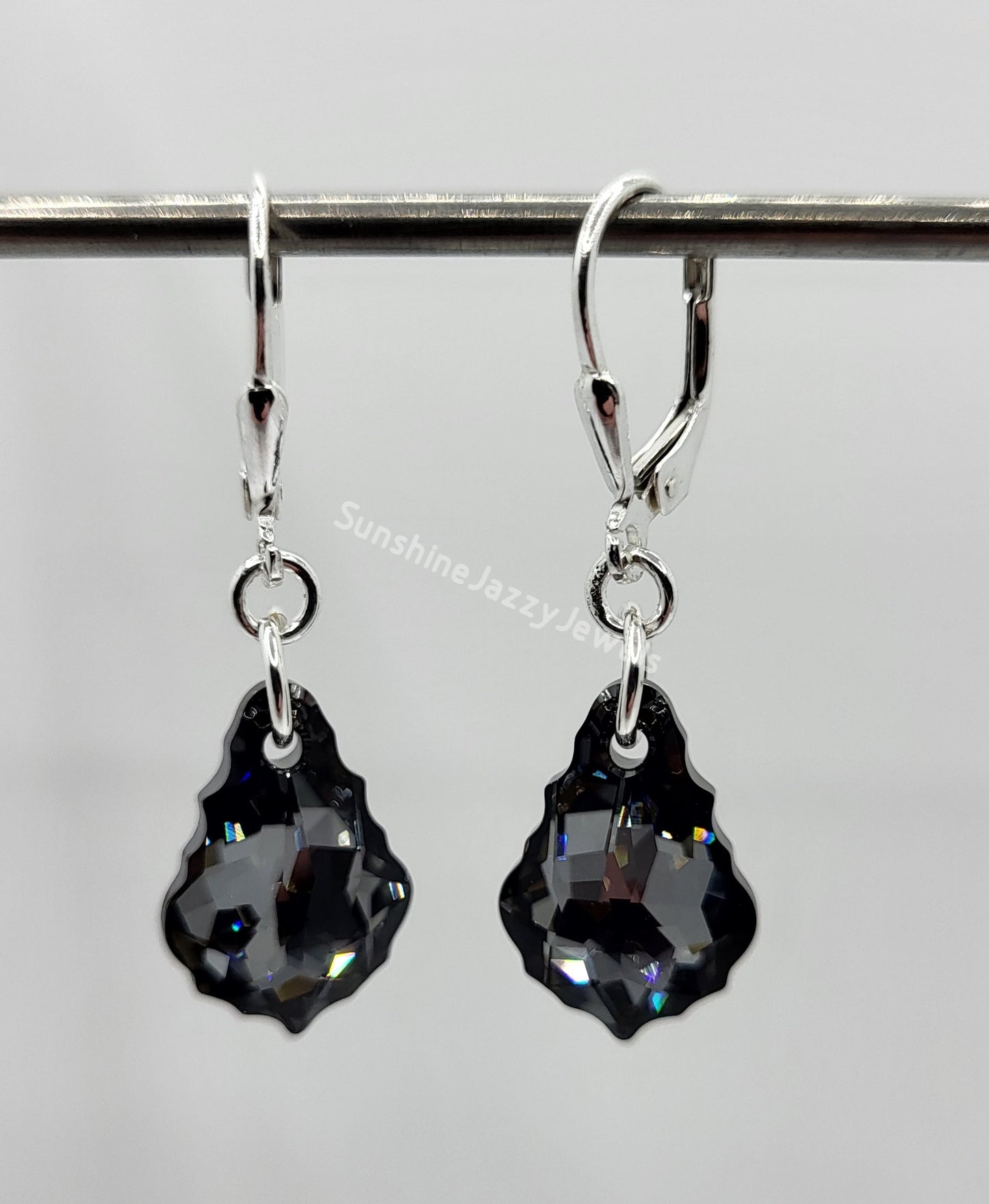 Sterling Silver Earrings - Swarovski Crystal Baroque Pendants; MANY COLORS