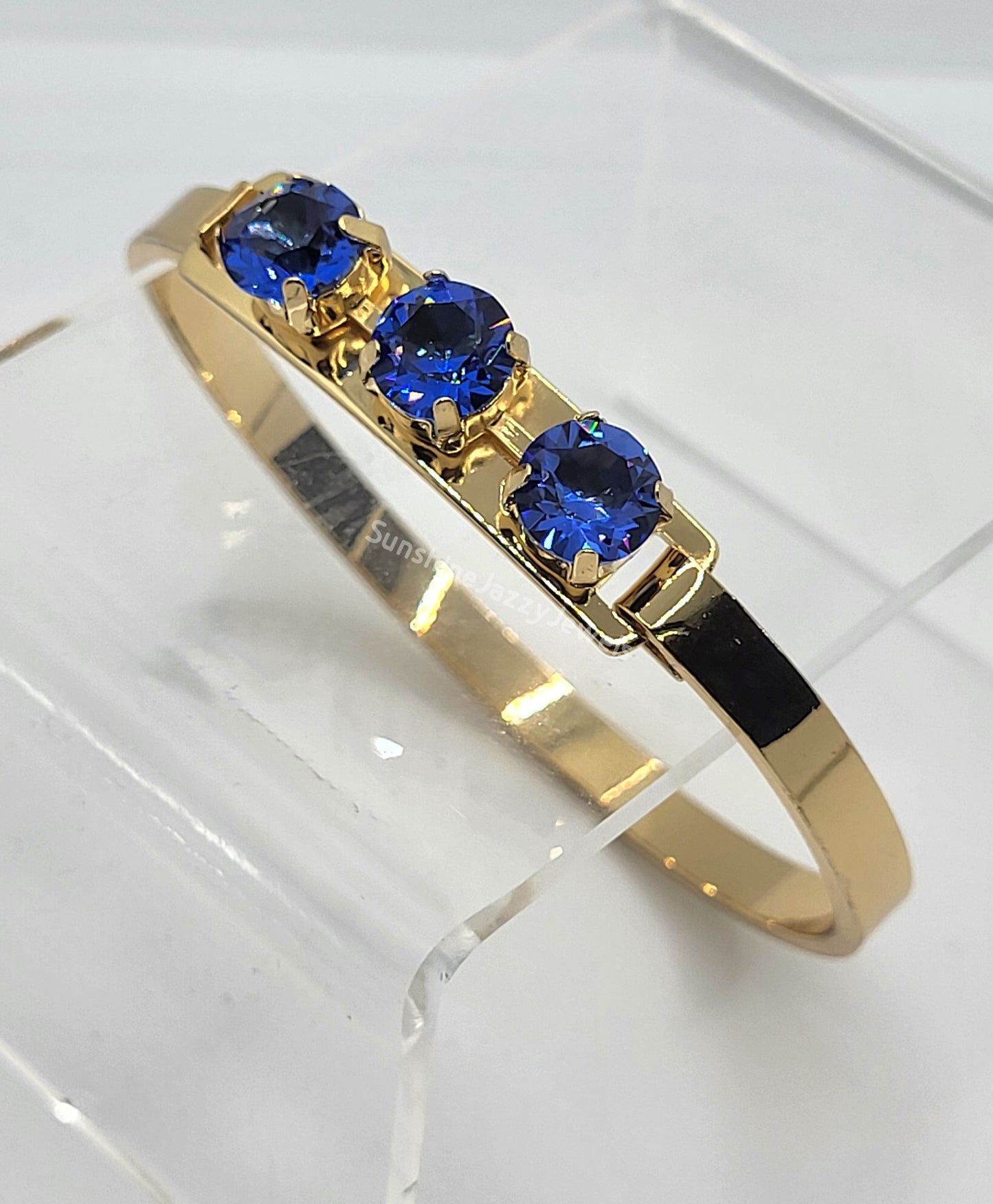 Bangle Bracelets - Swarovski Crystal Stones & Gold Plated Brass