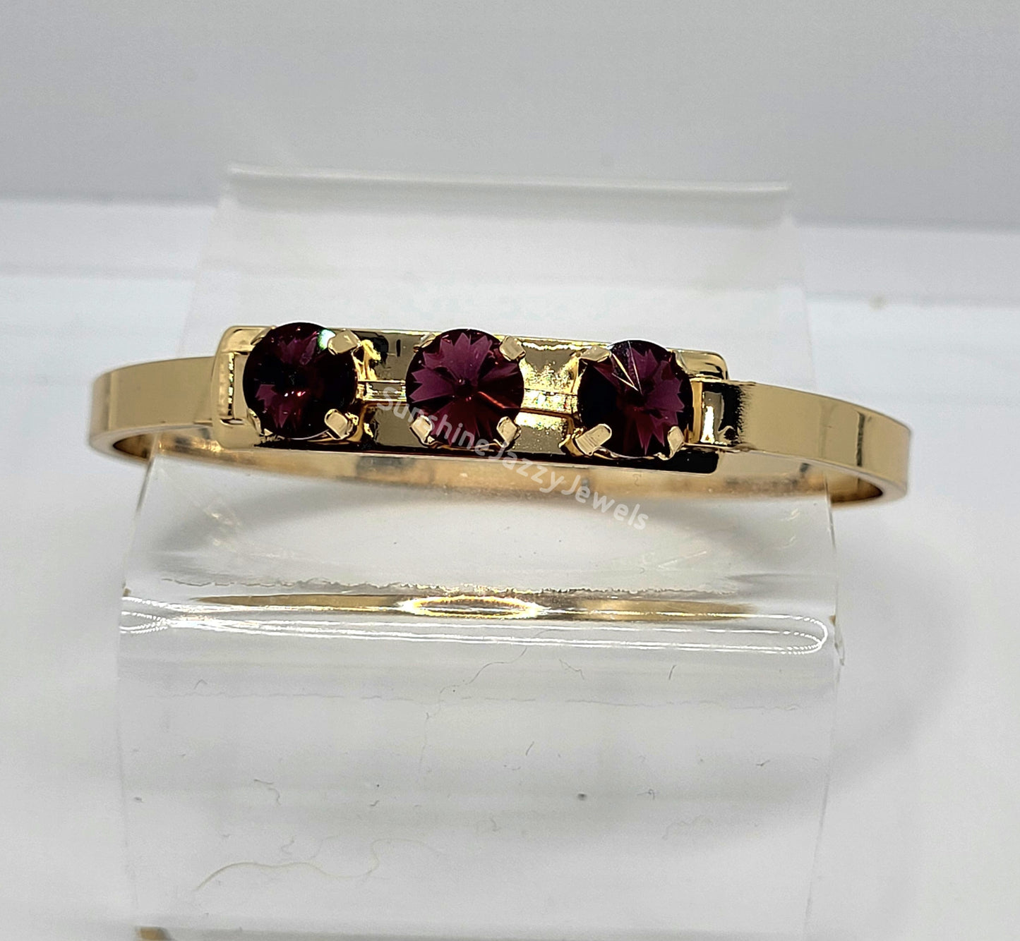 Bangle Bracelets - Swarovski Crystal Stones & Gold Plated Brass