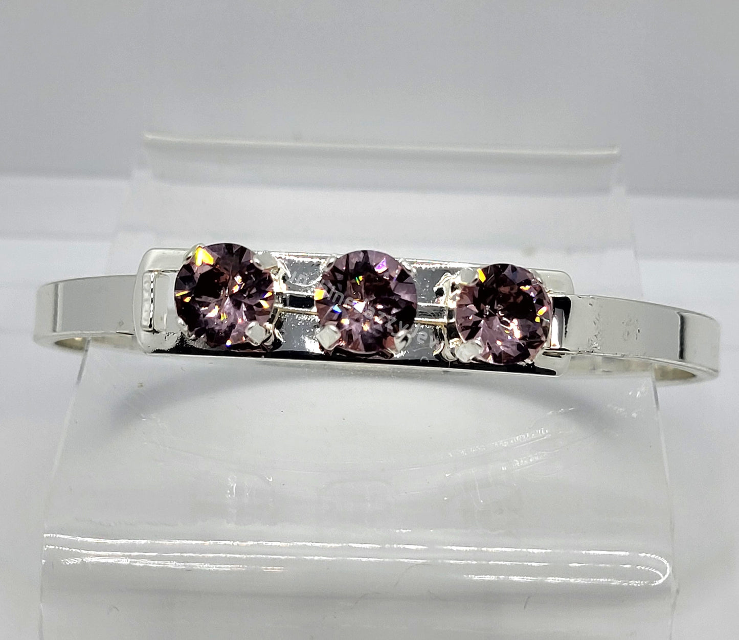 Bangle Bracelets - Swarovski Crystal Stones & Silver Plated Brass