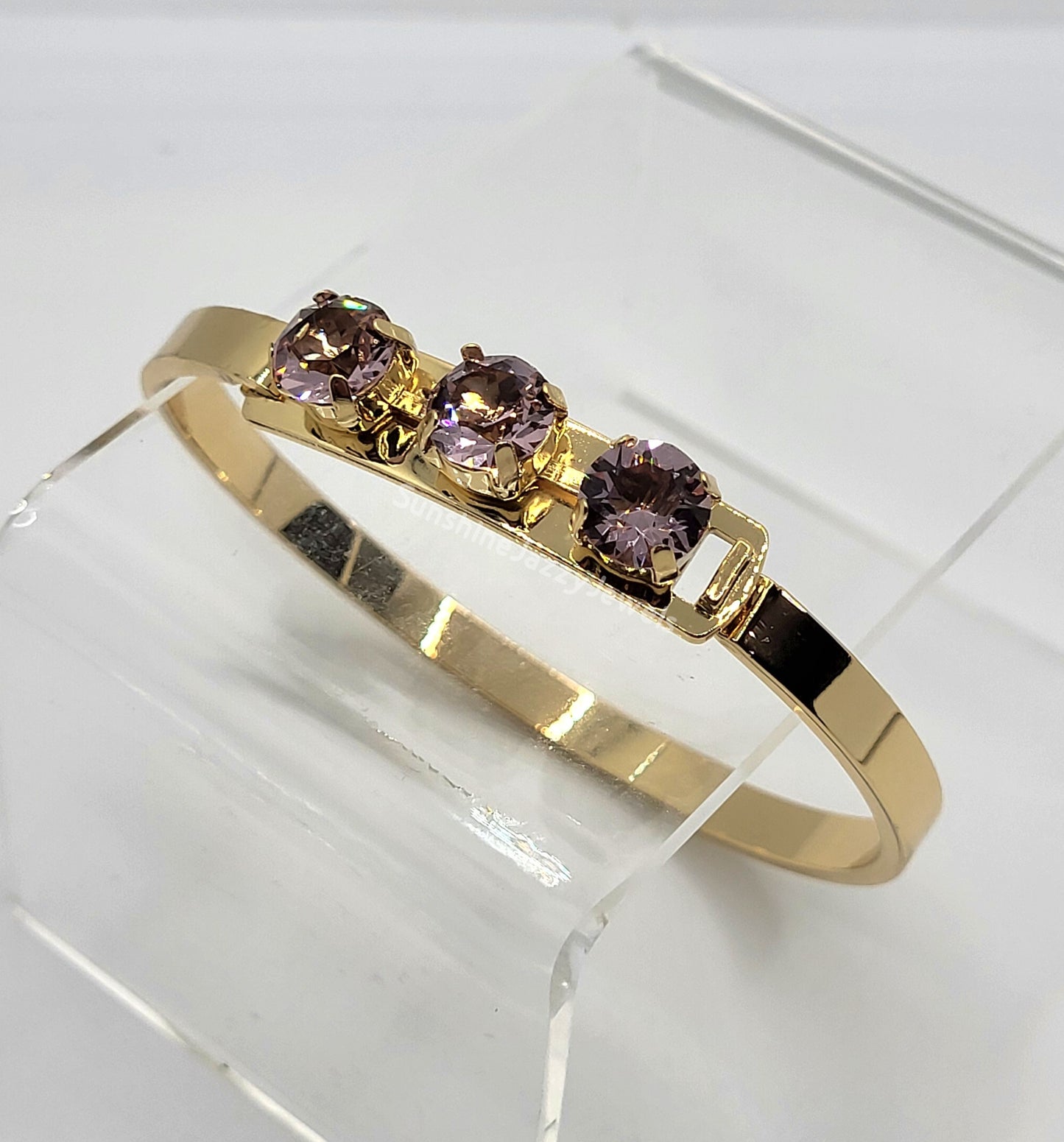 Bangle Bracelets - Swarovski Crystal Stones & Gold Plated Brass