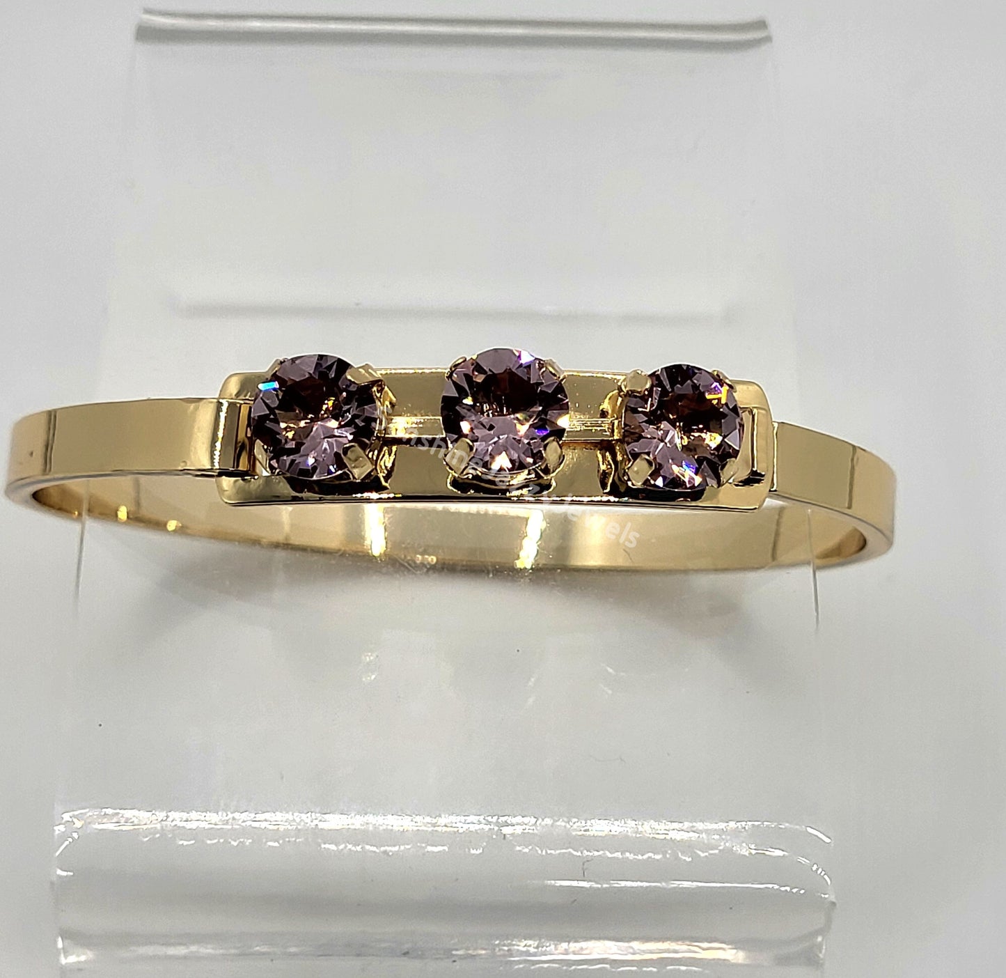 Bangle Bracelets - Swarovski Crystal Stones & Gold Plated Brass
