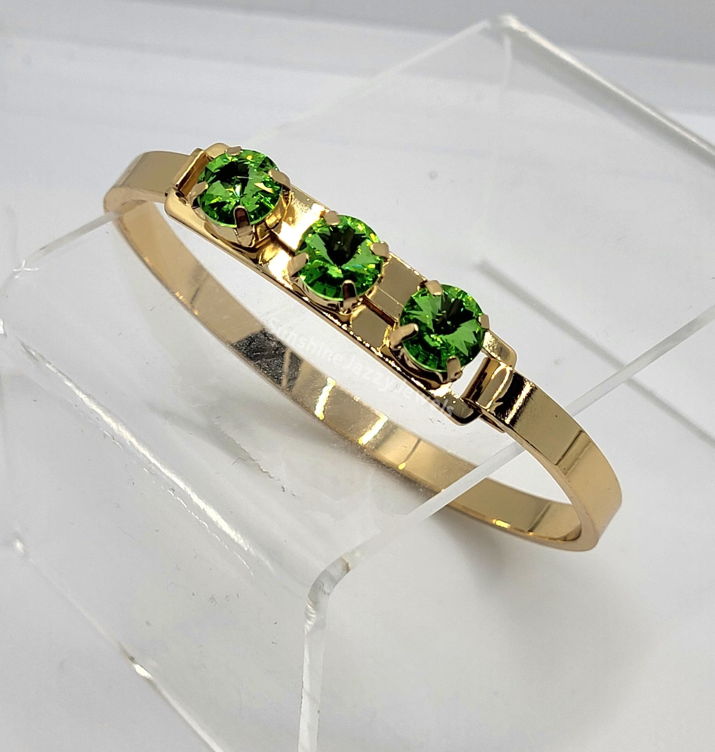 Bangle Bracelets - Swarovski Crystal Stones & Gold Plated Brass