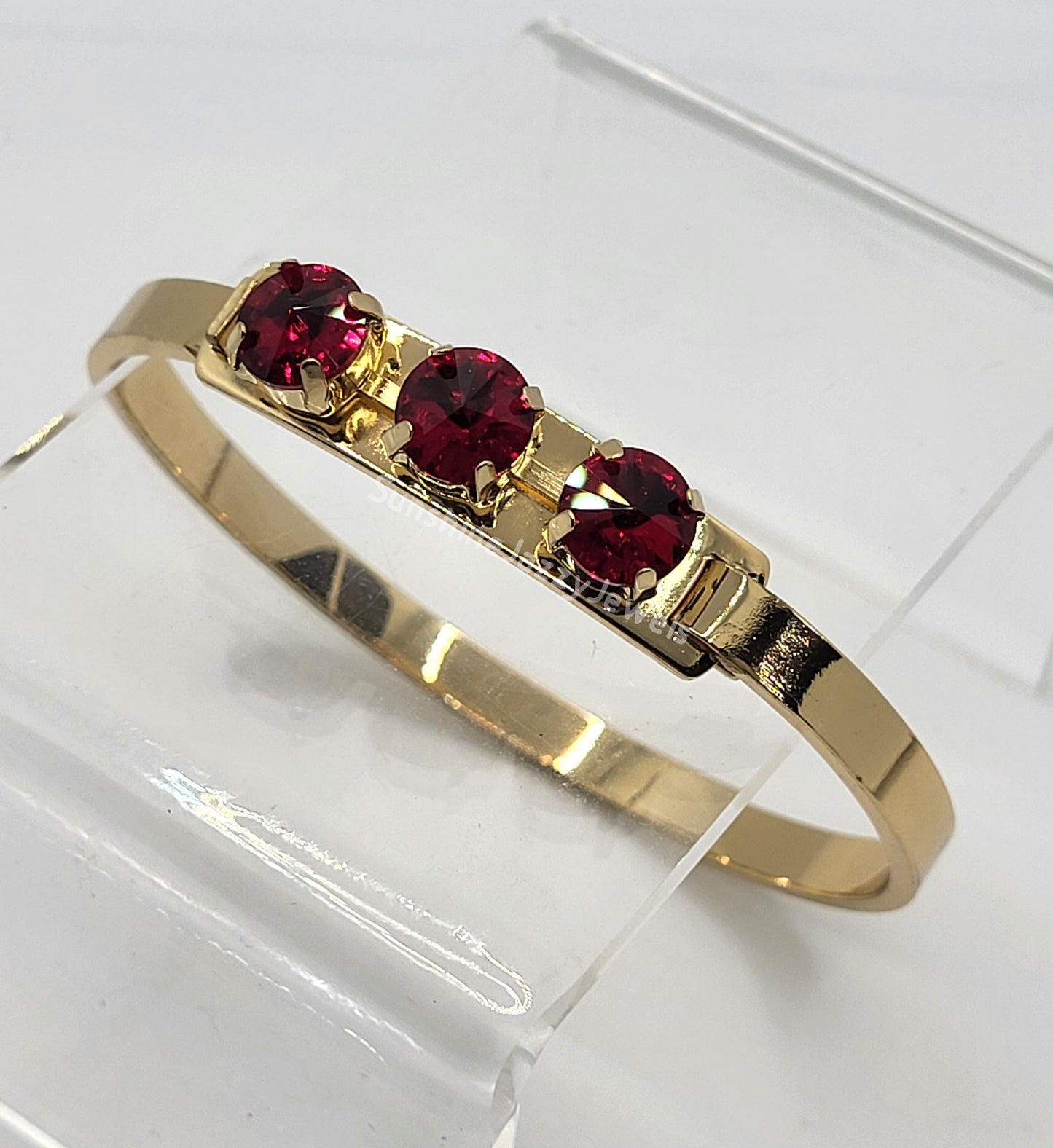 Bangle Bracelets - Swarovski Crystal Stones & Gold Plated Brass