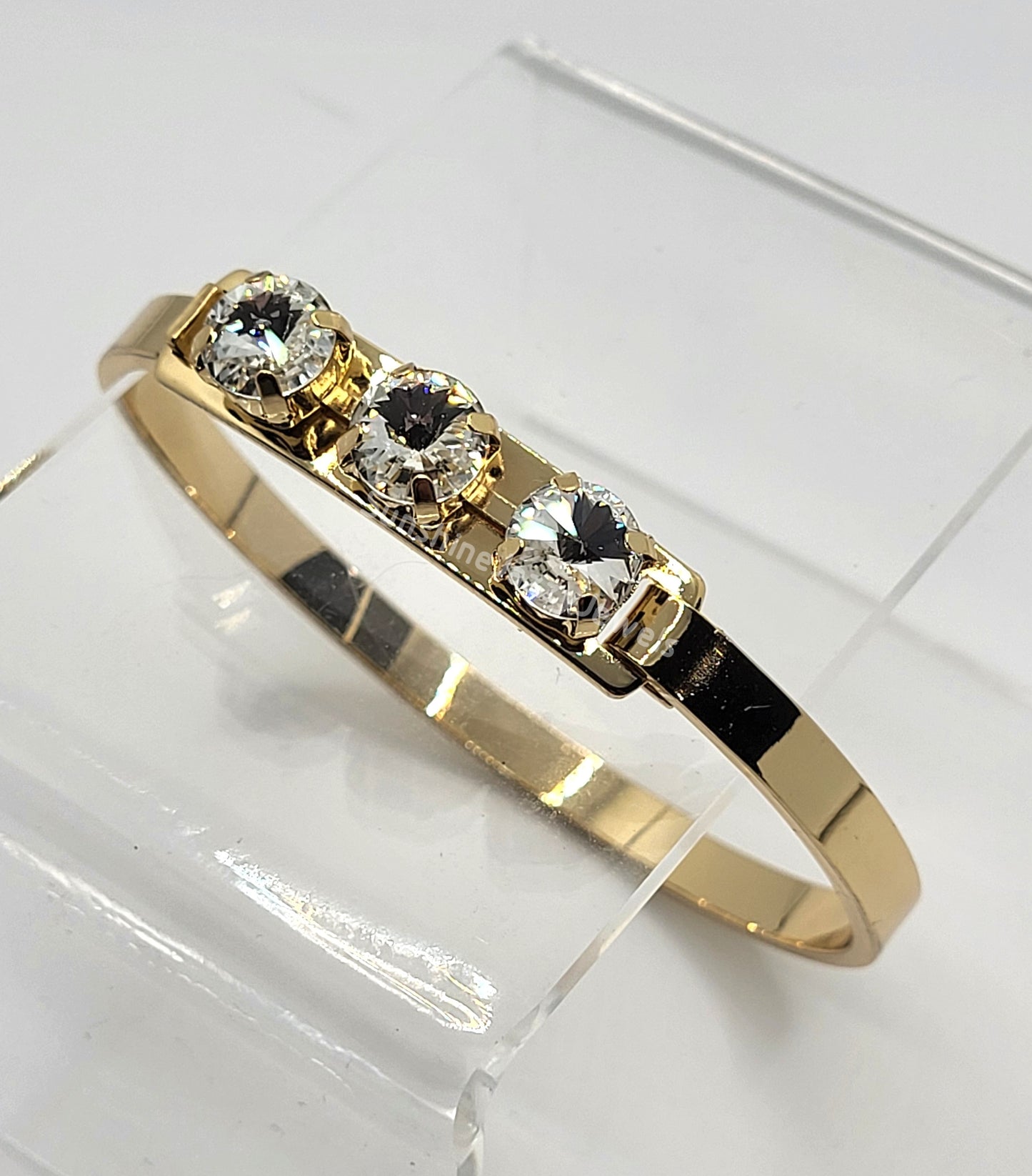 Bangle Bracelets - Swarovski Crystal Stones & Gold Plated Brass