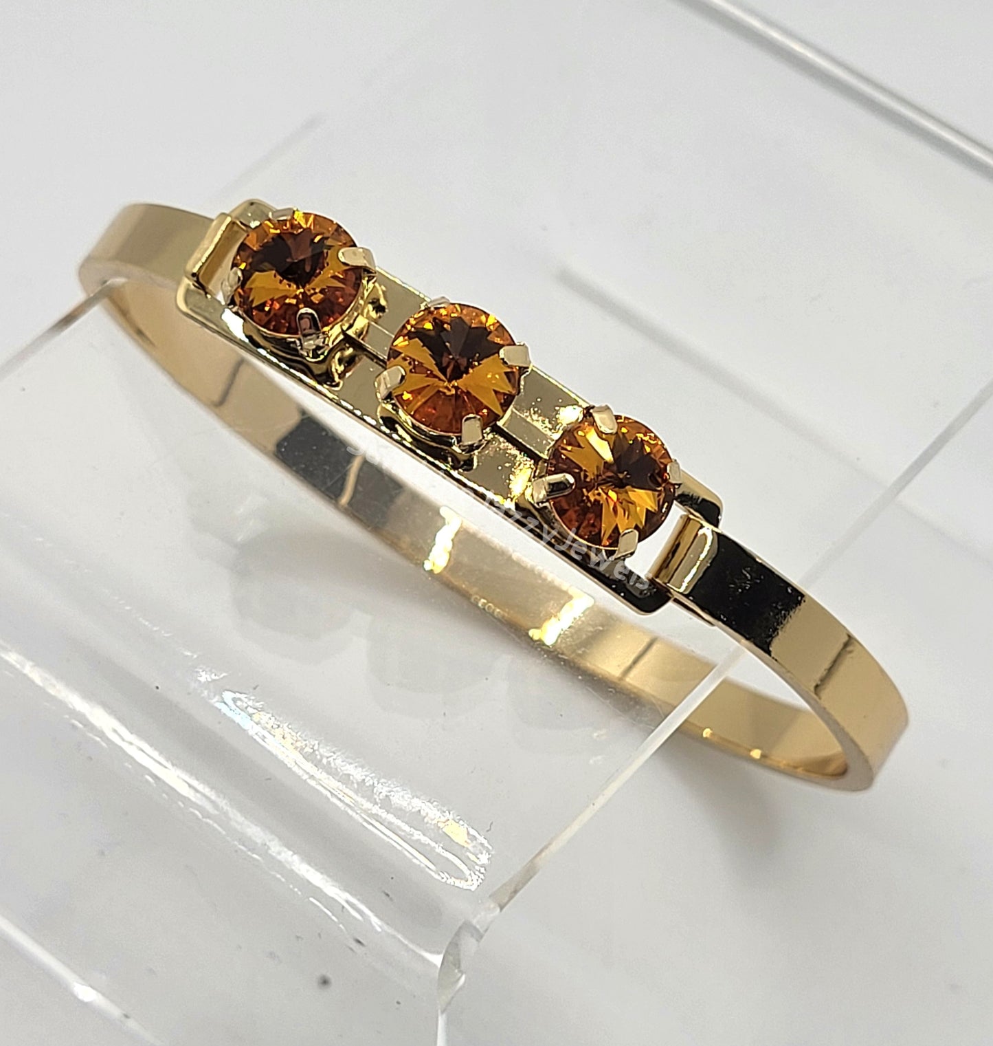 Bangle Bracelets - Swarovski Crystal Stones & Gold Plated Brass
