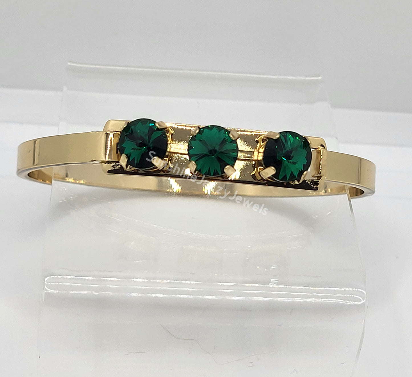 Bangle Bracelets - Swarovski Crystal Stones & Gold Plated Brass