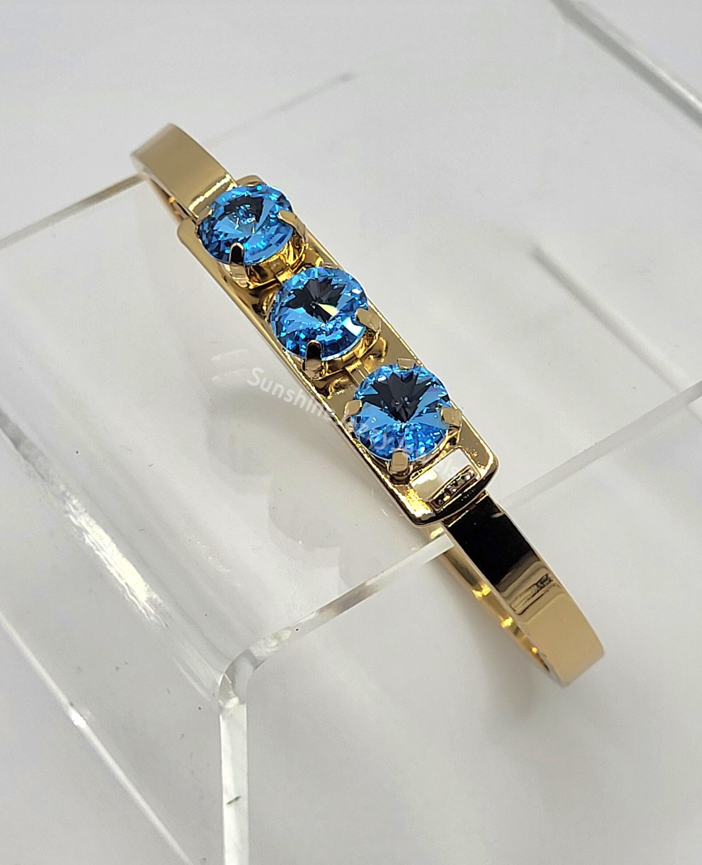 Bangle Bracelets - Swarovski Crystal Stones & Gold Plated Brass
