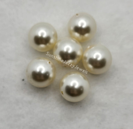 #5810 - 6pc Swarovski Crystal 14mm Light Creamrose Round Pearl Beads; LAST ONE