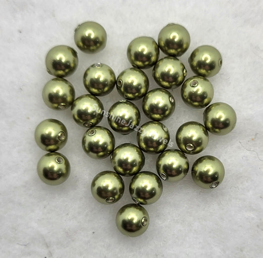 #5810 - 25pc Swarovski Crystal Light Green 4mm Round Pearl Beads; LAST ONE