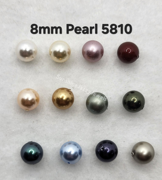 #5810 - Swarovski Crystal 8mm Round Pearl Beads; 10pc per pack