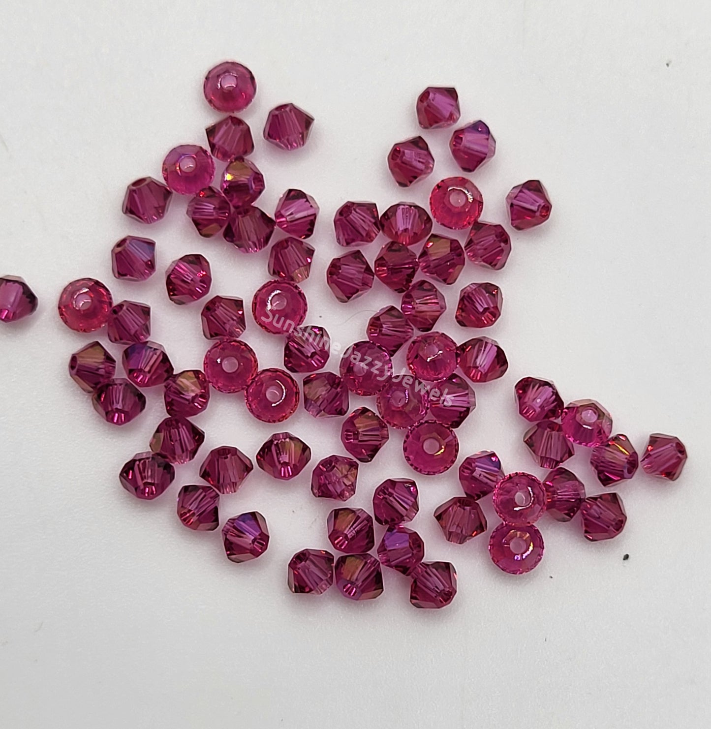 #5328 - 65pc Swarovski Crystal 3mm Fuchsia Champagne Bicone Beads; LAST ONE