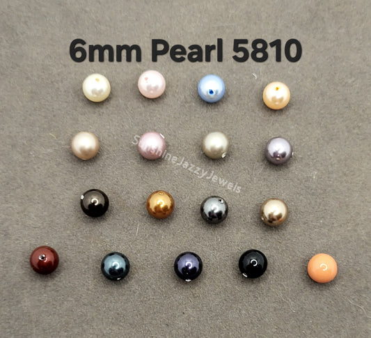 #5810 - Swarovski Crystal 6mm Round Pearl Beads; 25pc per pack