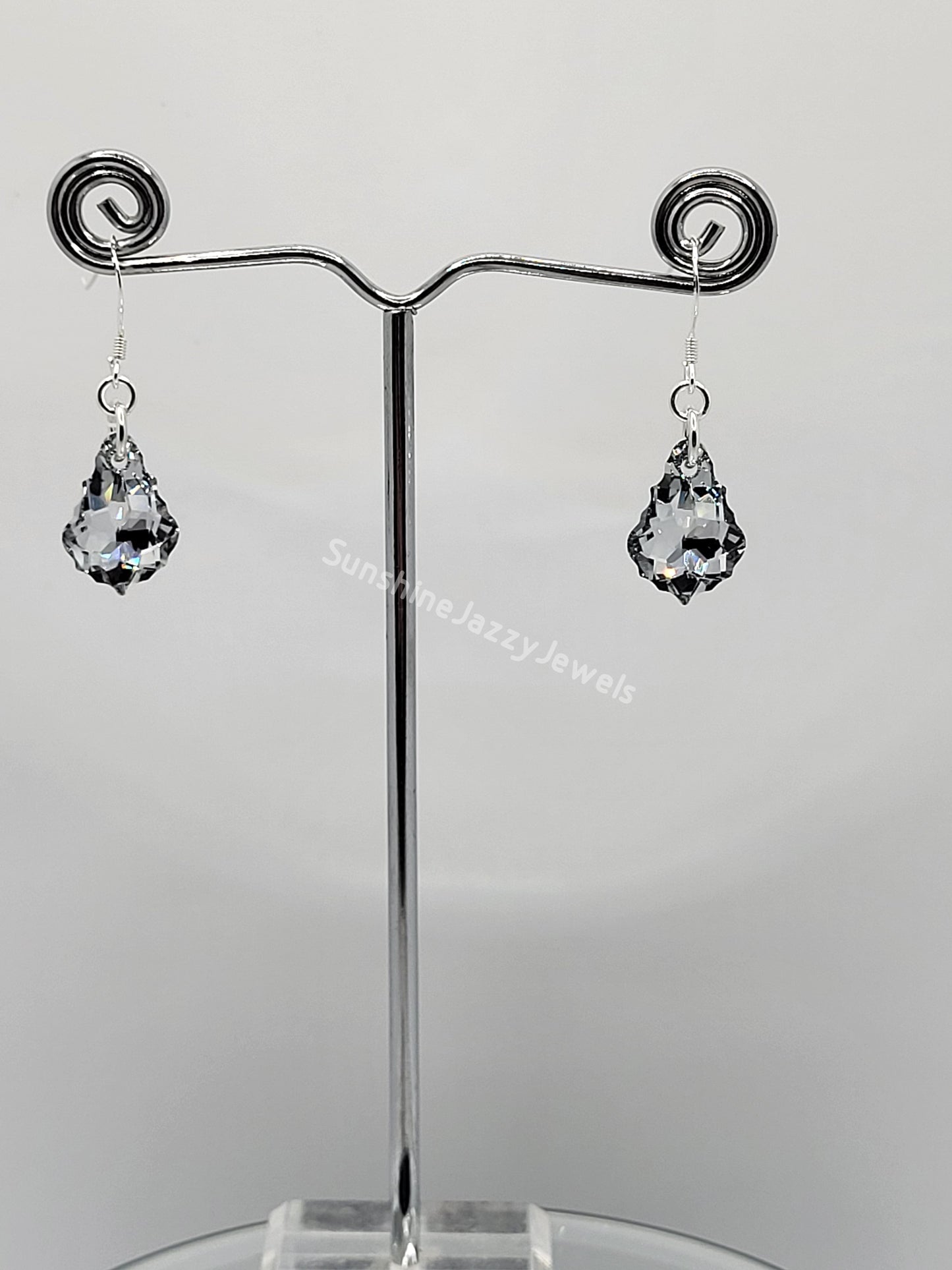 Sterling Silver Earrings - Swarovski Crystal Baroque Pendants; MANY COLORS