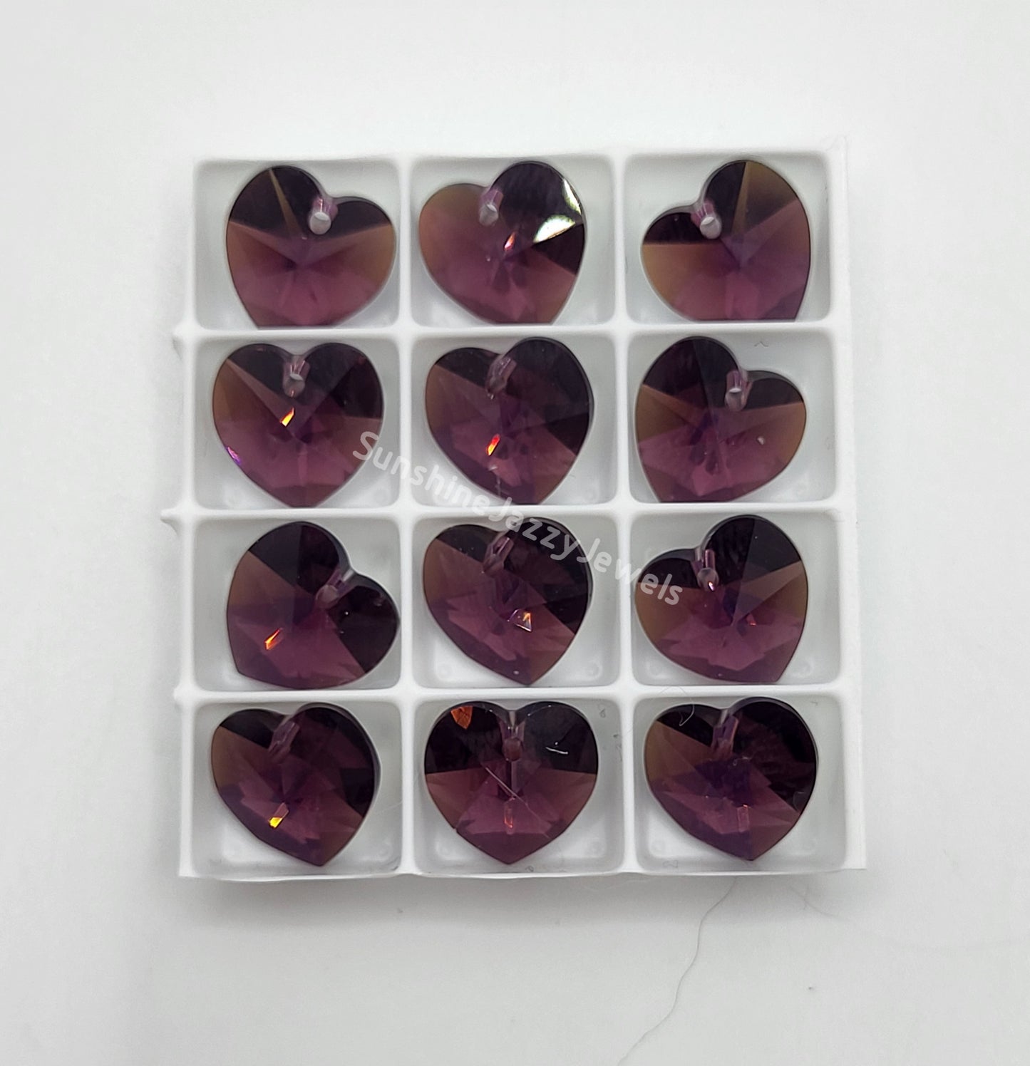 AMAZING DEAL! 12pc Swarovski Crystal 10mm Heart 6202 Pendants w/ AB Finish; Choose Color