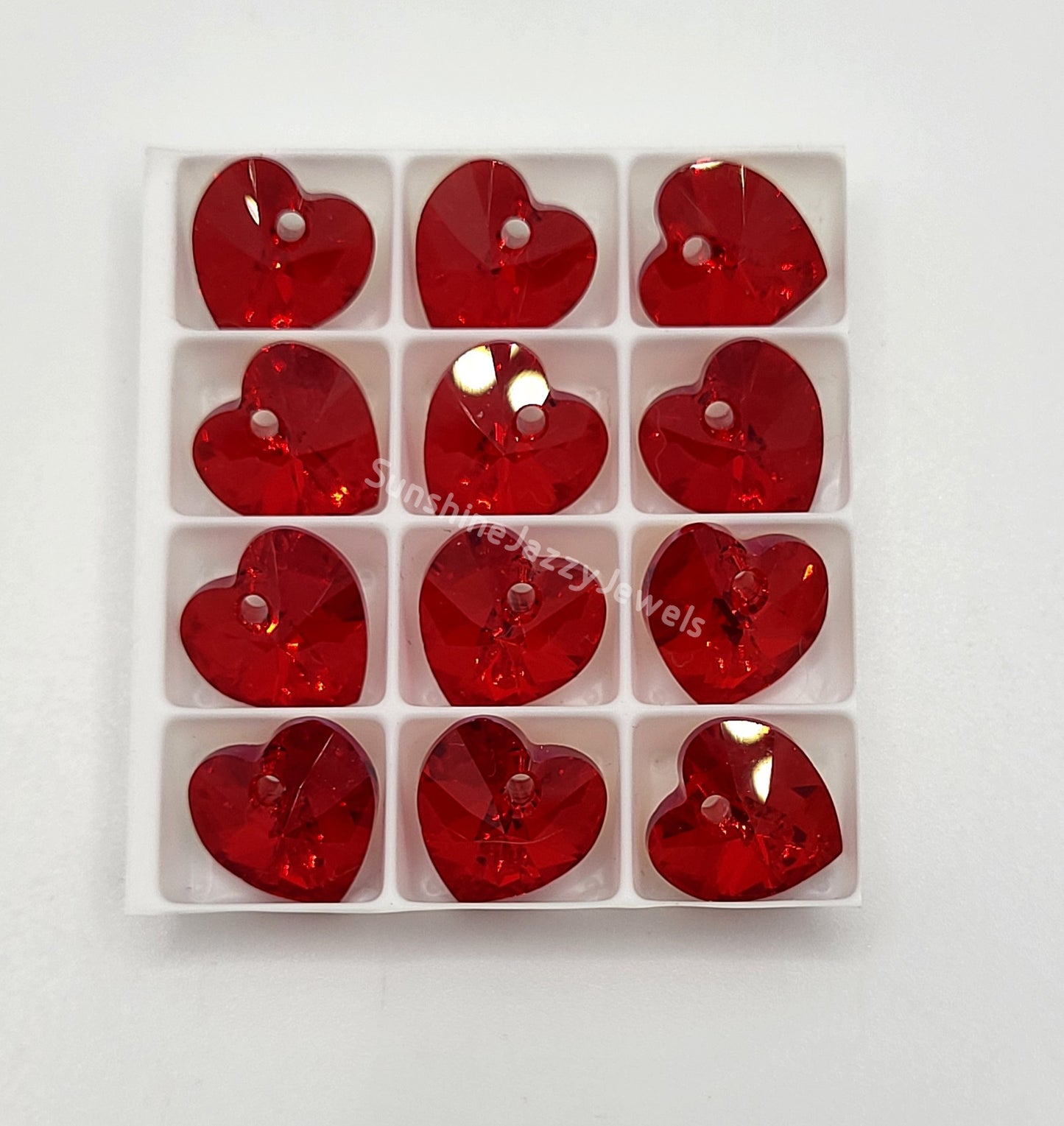 AMAZING DEAL! 12pc Swarovski Crystal 10mm Heart 6202 Pendants w/ AB Finish; Choose Color