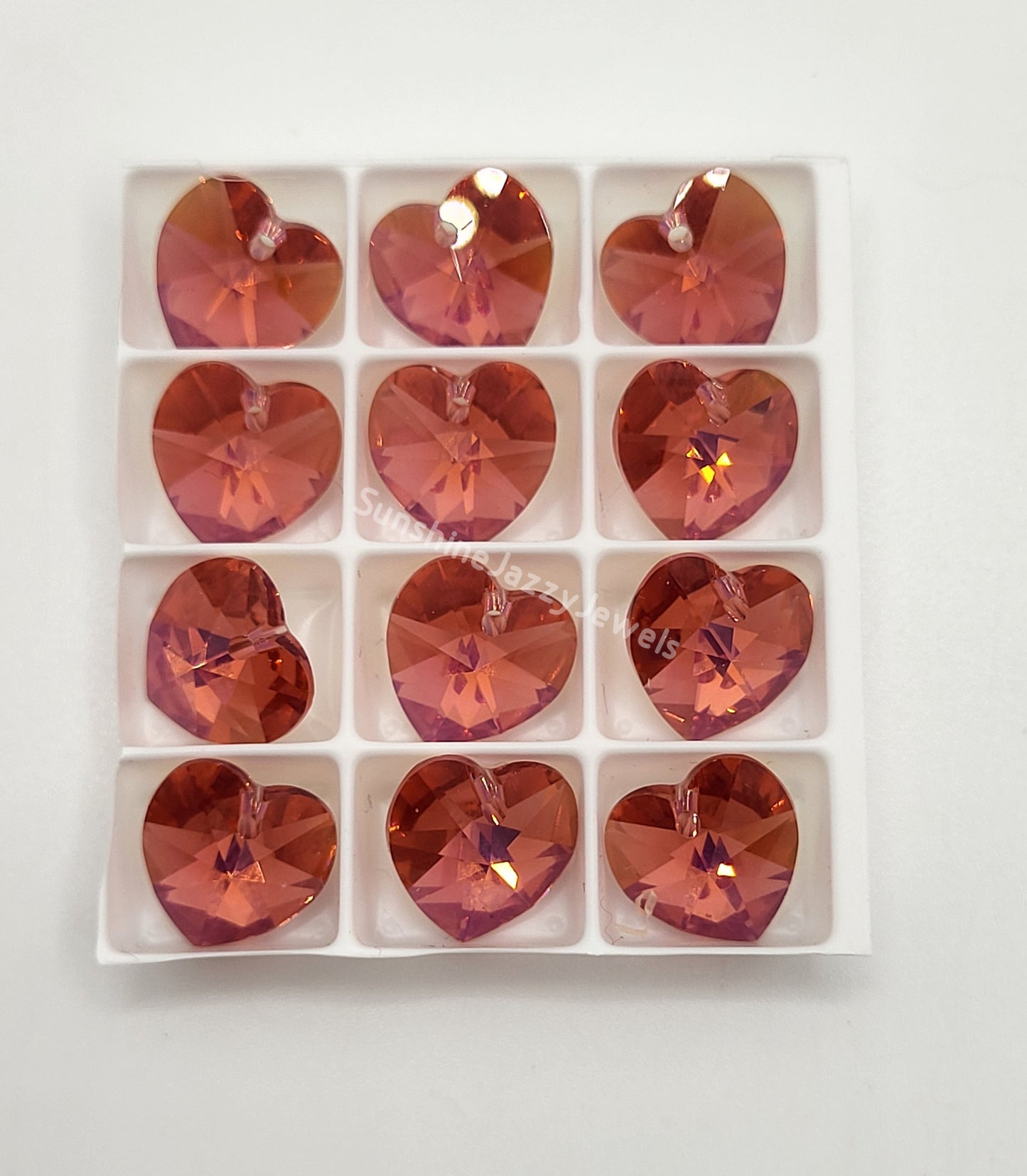 AMAZING DEAL! 12pc Swarovski Crystal 10mm Heart 6202 Pendants w/ AB Finish; Choose Color
