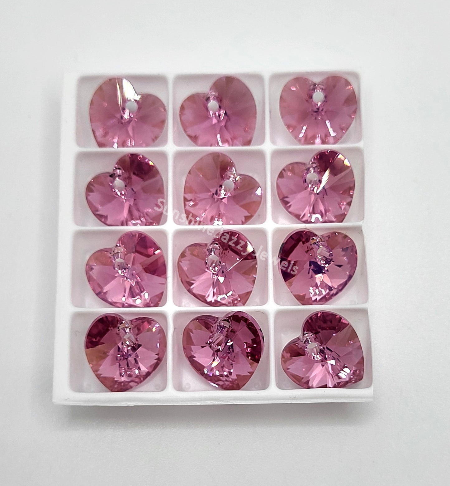 AMAZING DEAL! 12pc Swarovski Crystal 10mm Heart 6202 Pendants w/ AB Finish; Choose Color