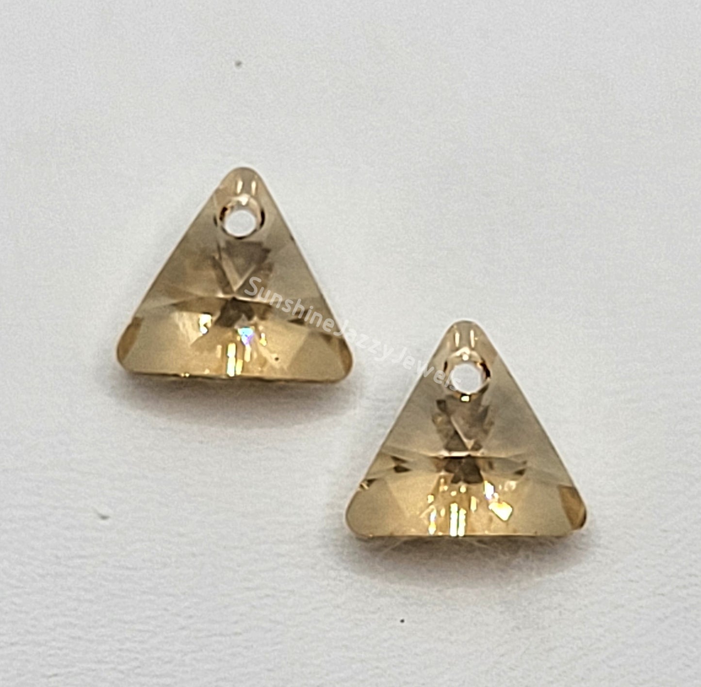 Sterling Silver Earrings - Swarovski Crystal Triangle Pendant; Many Color Choices