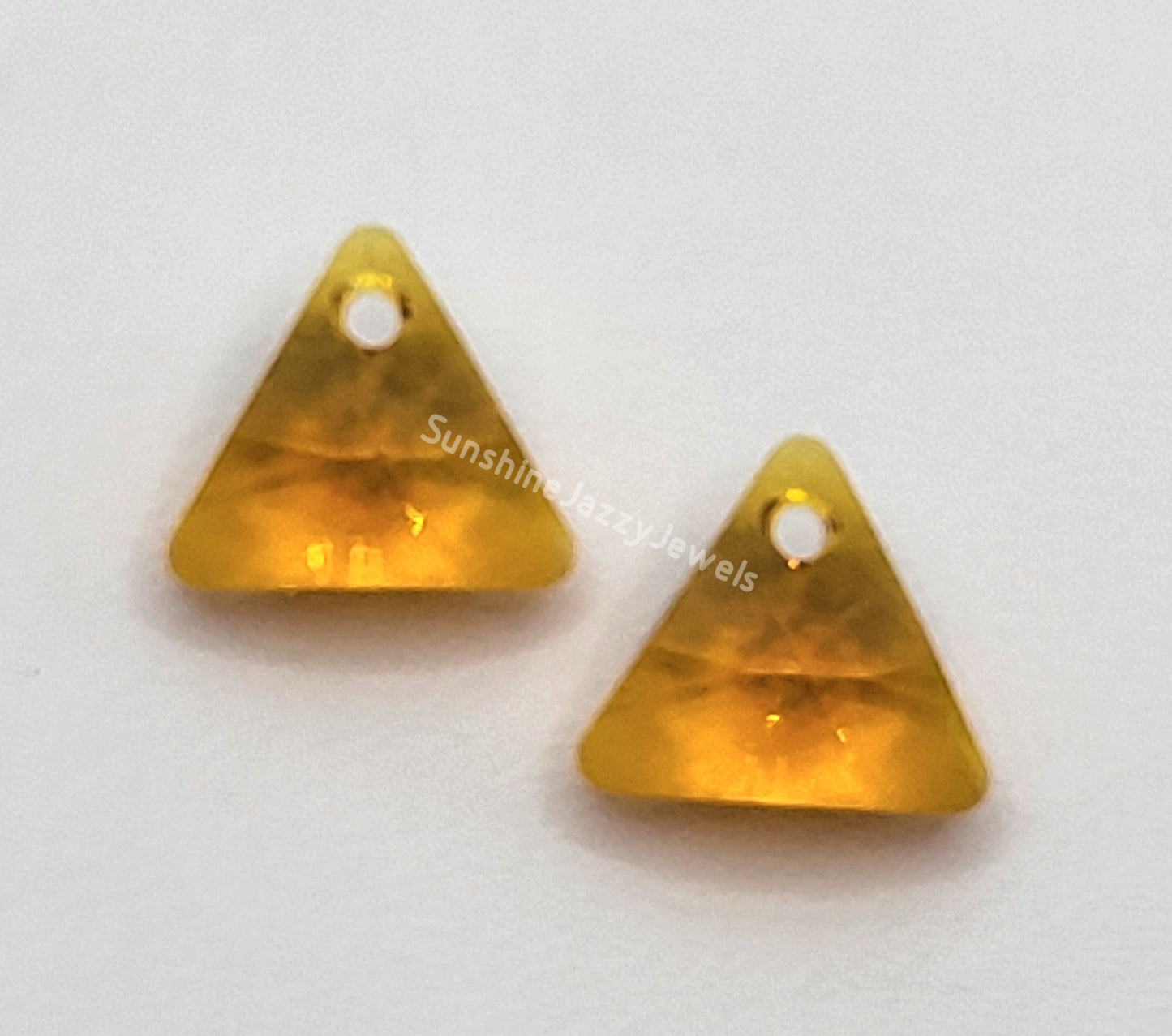 Sterling Silver Earrings - Swarovski Crystal Triangle Pendant; Many Color Choices