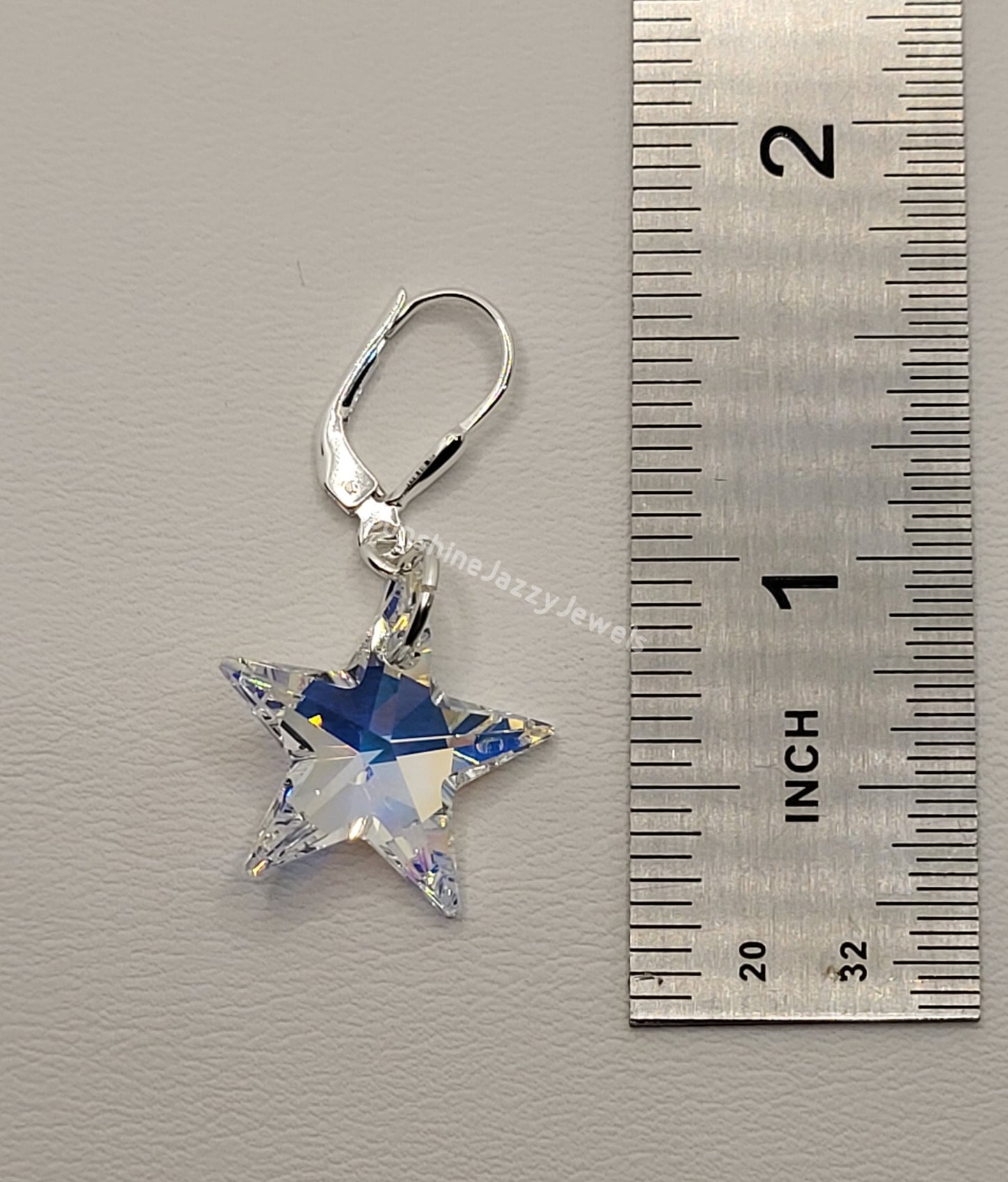 Sterling Silver Earrings - Swarovski Crystal Star Pendant; Many Colors
