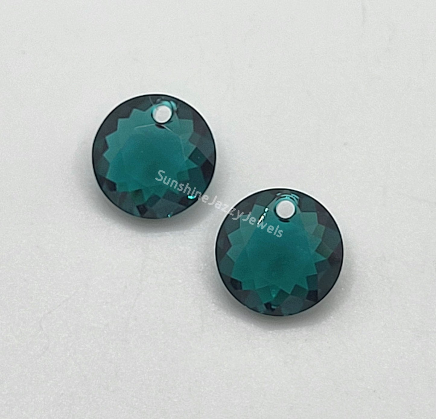 Sterling Silver Earrings - Swarovski Crystal Classic Cut Round Pendant; Many Colors