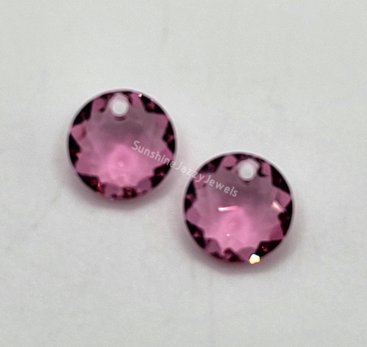 Sterling Silver Earrings - Swarovski Crystal Classic Cut Round Pendant; Many Colors