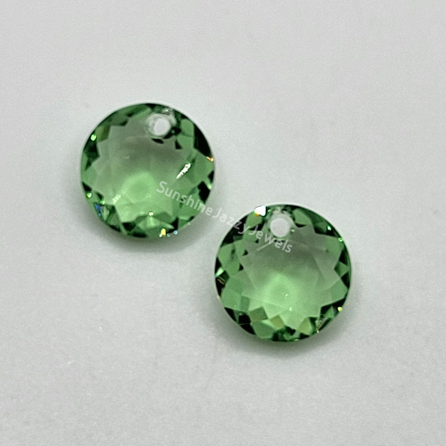Sterling Silver Earrings - Swarovski Crystal Classic Cut Round Pendant; Many Colors