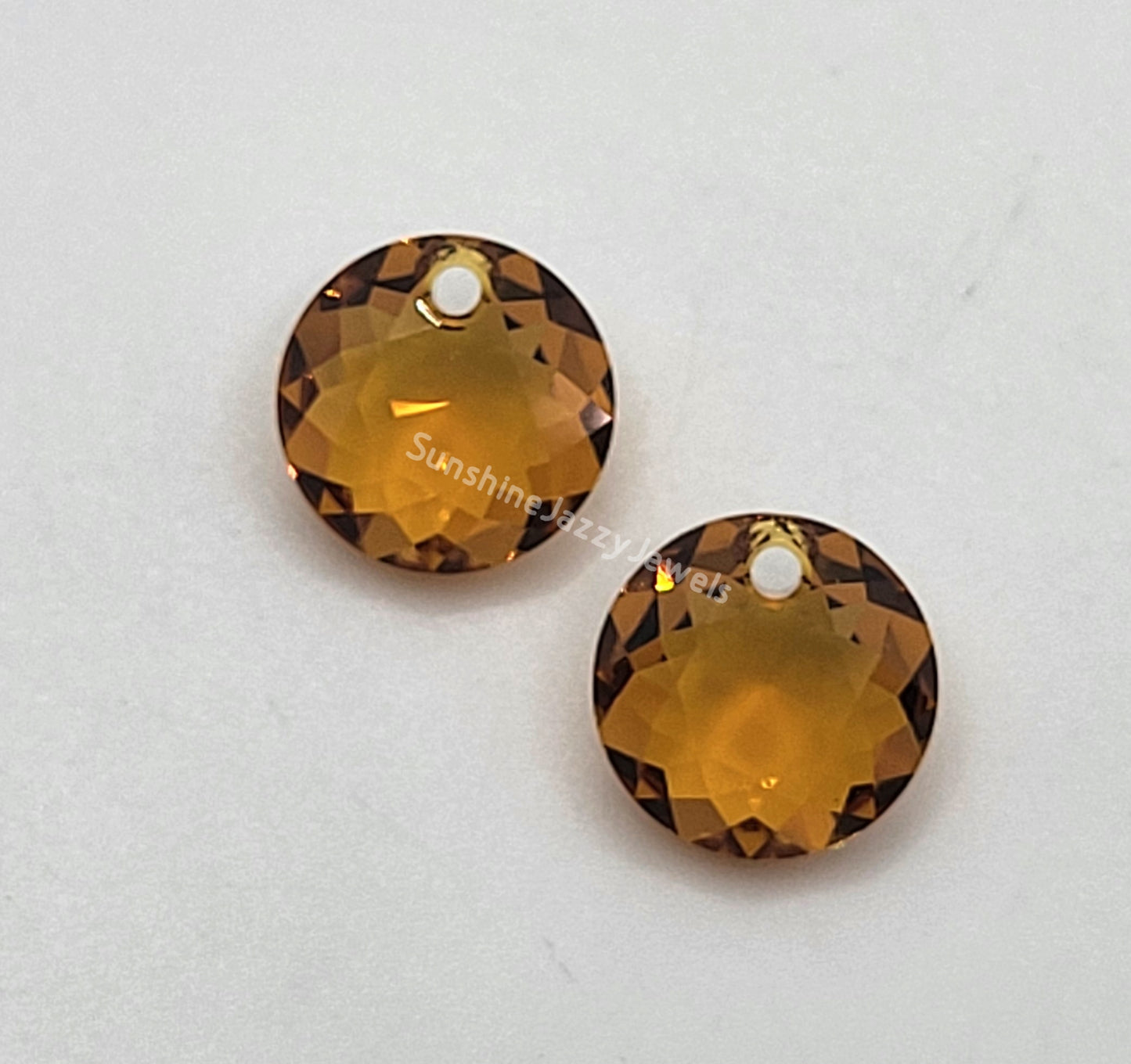 Sterling Silver Earrings - Swarovski Crystal Classic Cut Round Pendant; Many Colors