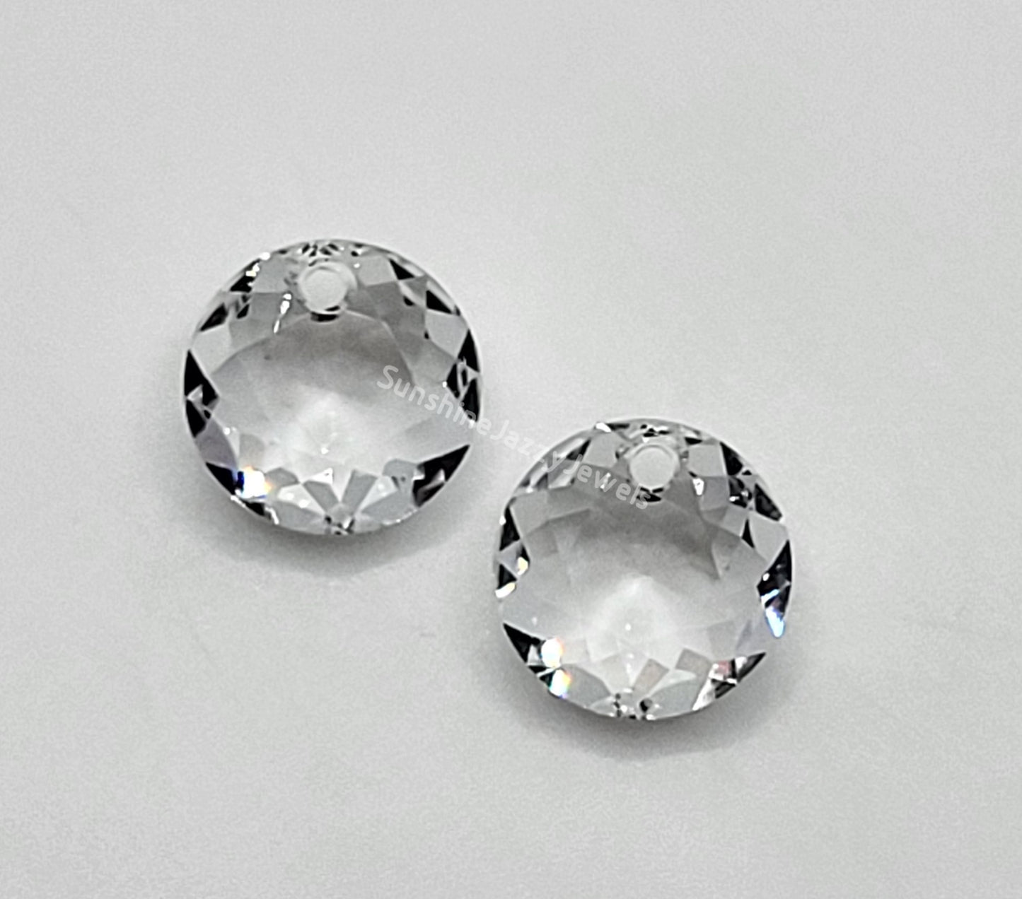 Sterling Silver Earrings - Swarovski Crystal Classic Cut Round Pendant; Many Colors