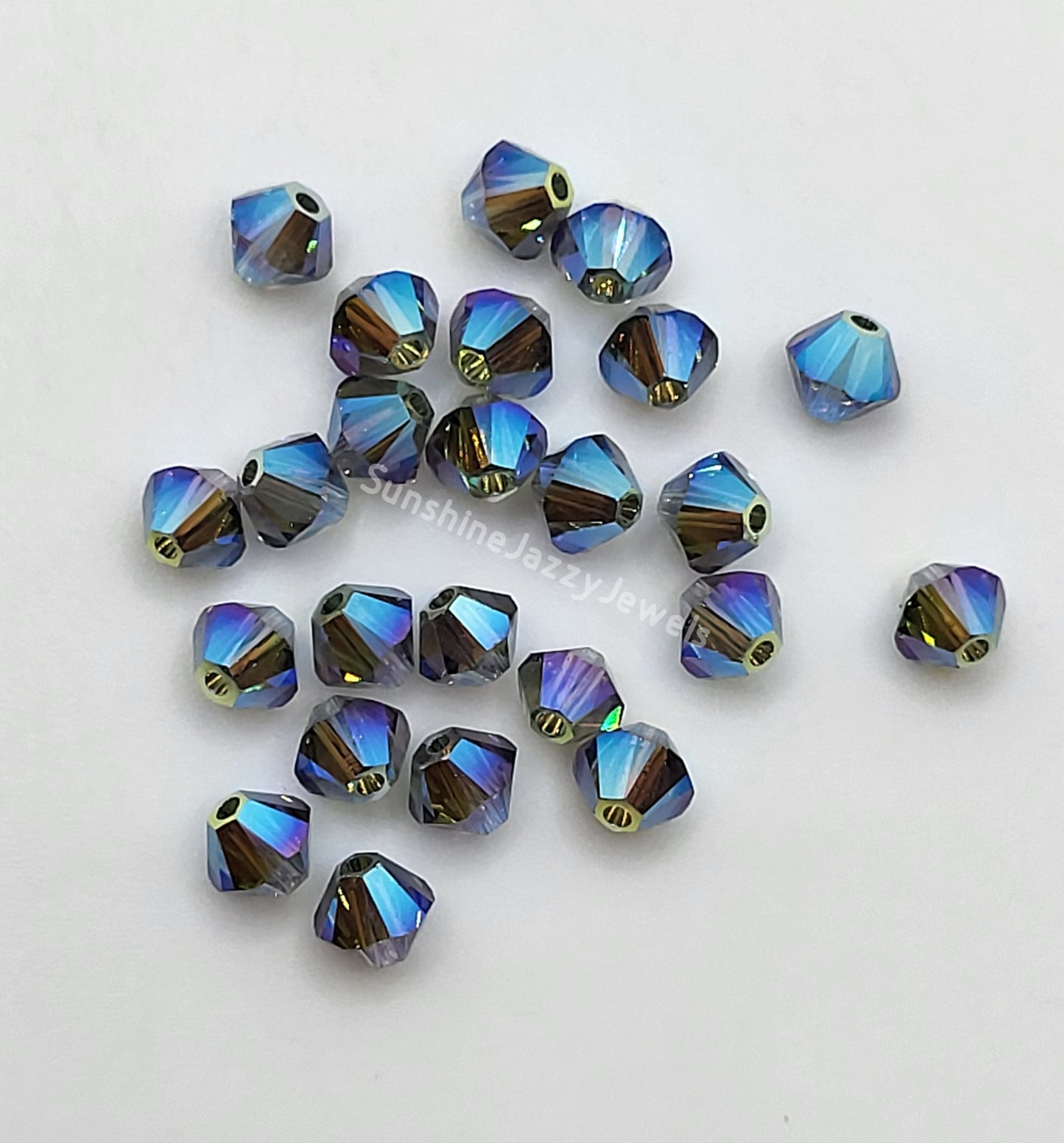 #5328 - 24pc Swarovski Crystal Indian Sapphire AB2X 4mm Bicone Beads; LAST ONE