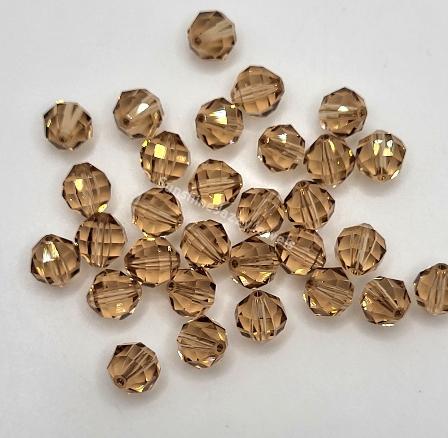 #5004 - Swarovski Crystal 6mm Geometric Round Beads; Light Colorado Topaz