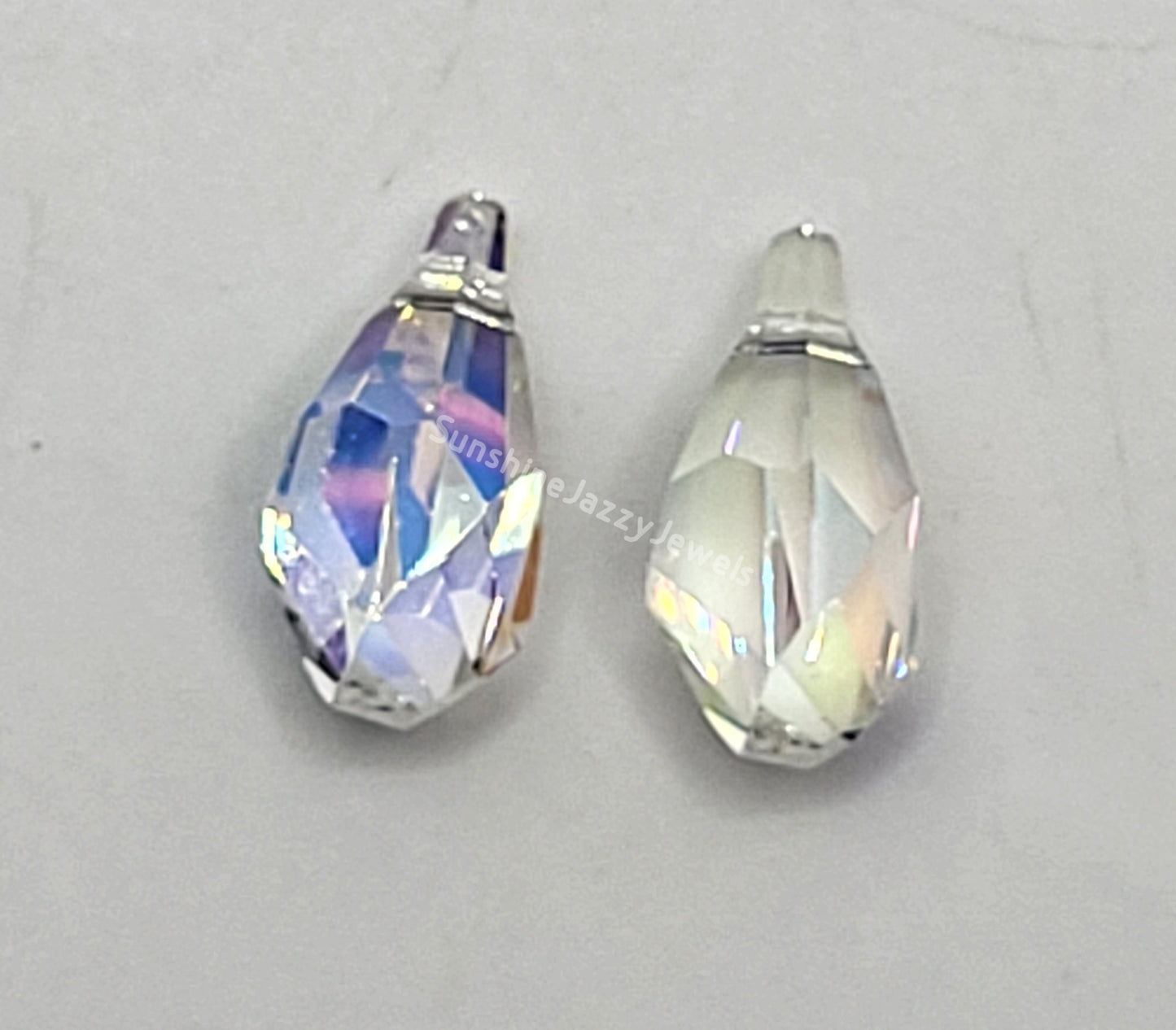 #6015 - 2pc Swarovski Crystal Clear AB 13mm Polygon Pendants; LAST ONE
