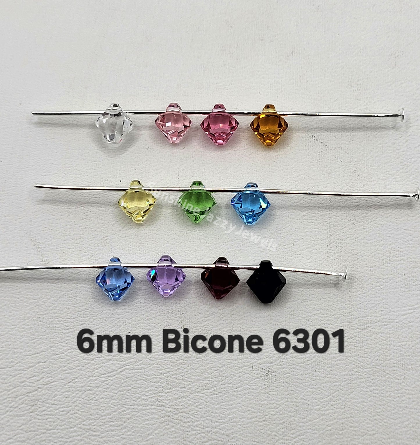 #6301 - Swarovski Crystal 6mm Bicone Pendant; Top Drilled; Many Colors!