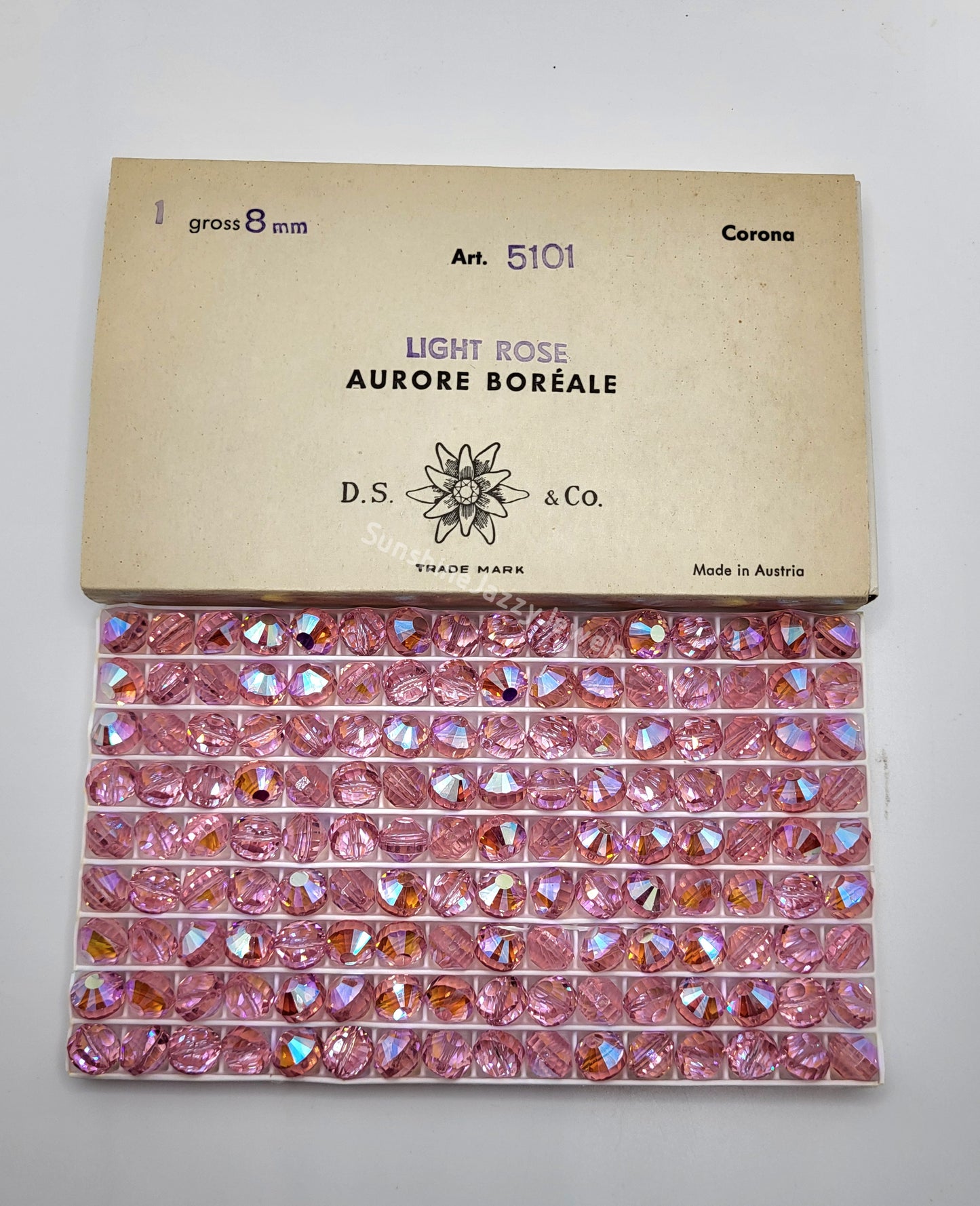 #5101 - Factory Pack Swarovski Crystal Light Rose AB 8mm Tablet Beads; 144pc