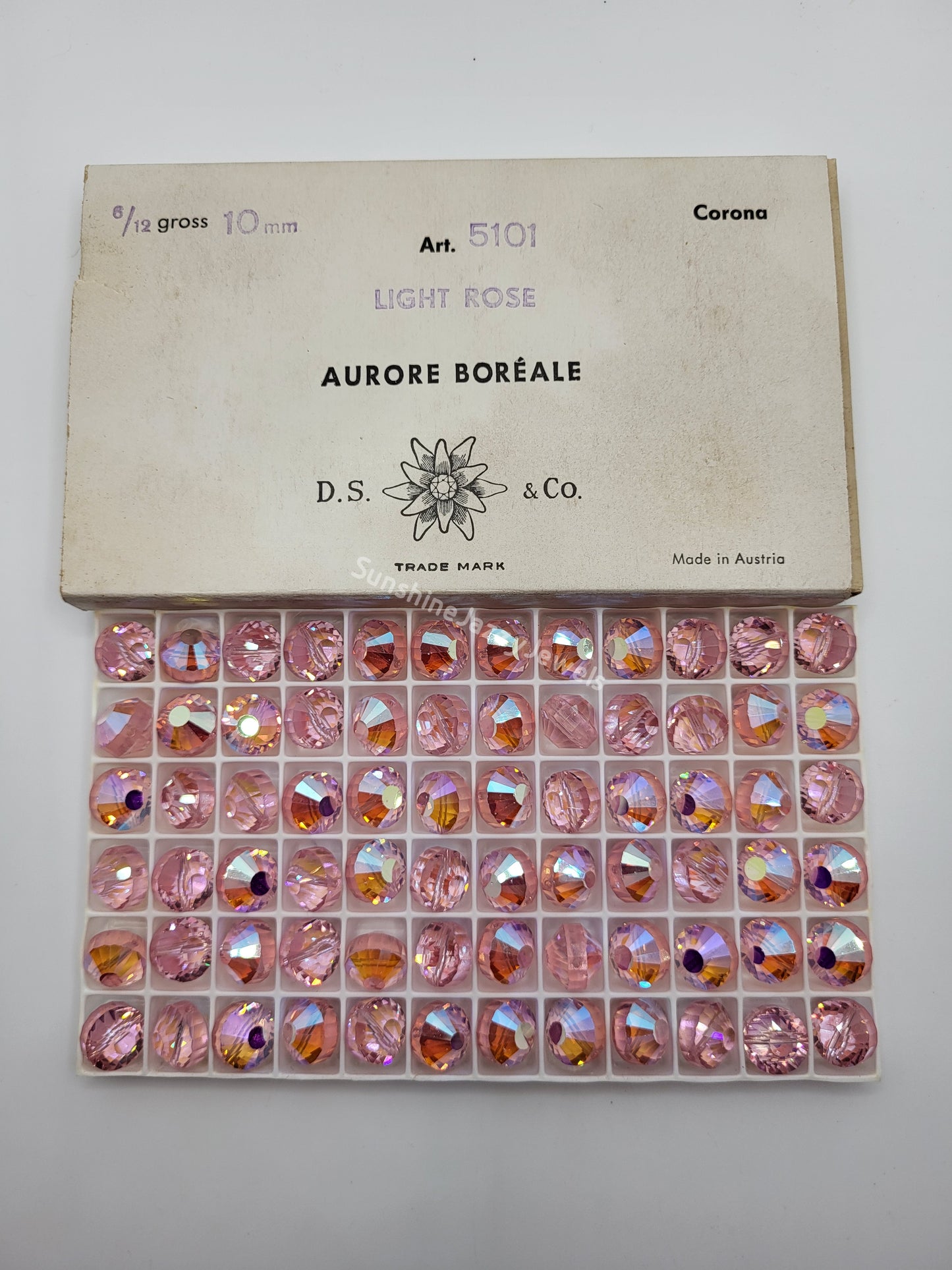 #5101 - Factory Pack Swarovski Crystal Light Rose AB 10mm Tablet Beads; 72pc