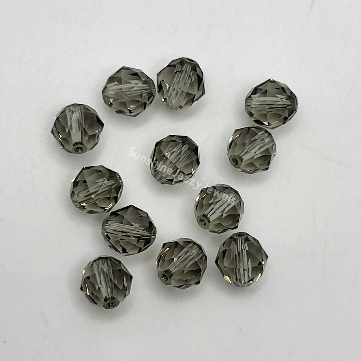 #5025 - 12pc Swarovski Crystal Black Diamond 6mm Round Beads; LAST ONE
