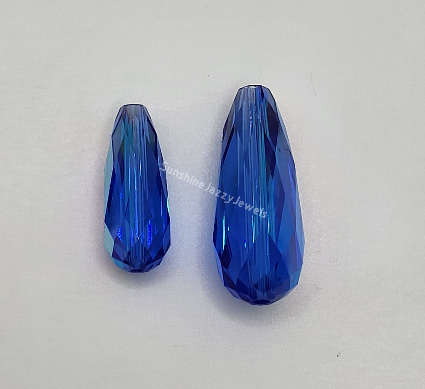 #5505 - Swarovski Crystal Sapphire AB Thin Teardrop Beads; 2 Sizes