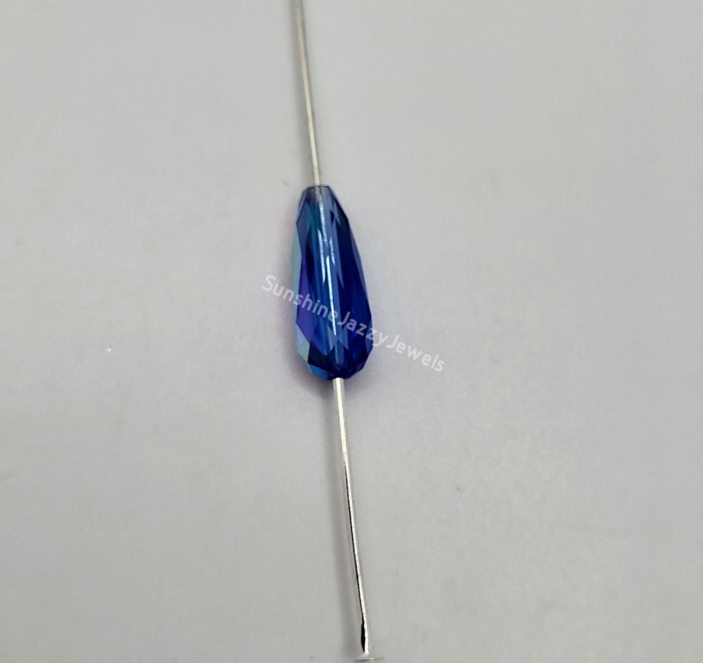 #5505 - Swarovski Crystal Sapphire AB Thin Teardrop Beads; 2 Sizes