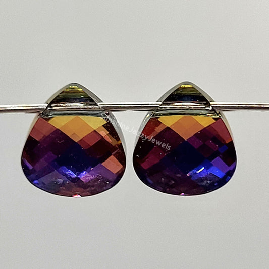 #6012 - 2pc Swarovski Crystal Volcano 11x10mm Flat Briolette Teardrop Pendants; LAST ONE