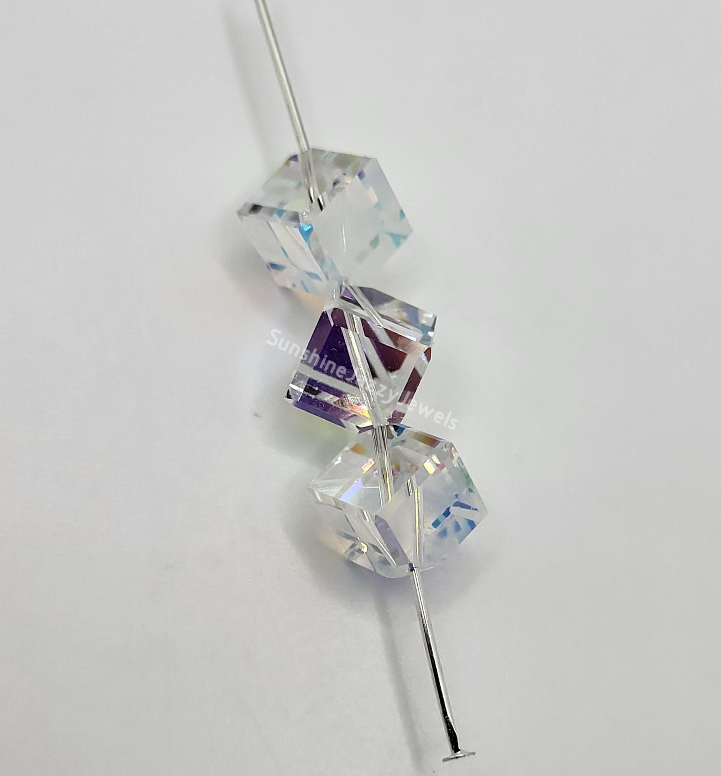 WEB EXCLUSIVE - #5600 - Swarovski Crystal Clear AB 8mm Diagonally Cube Beads