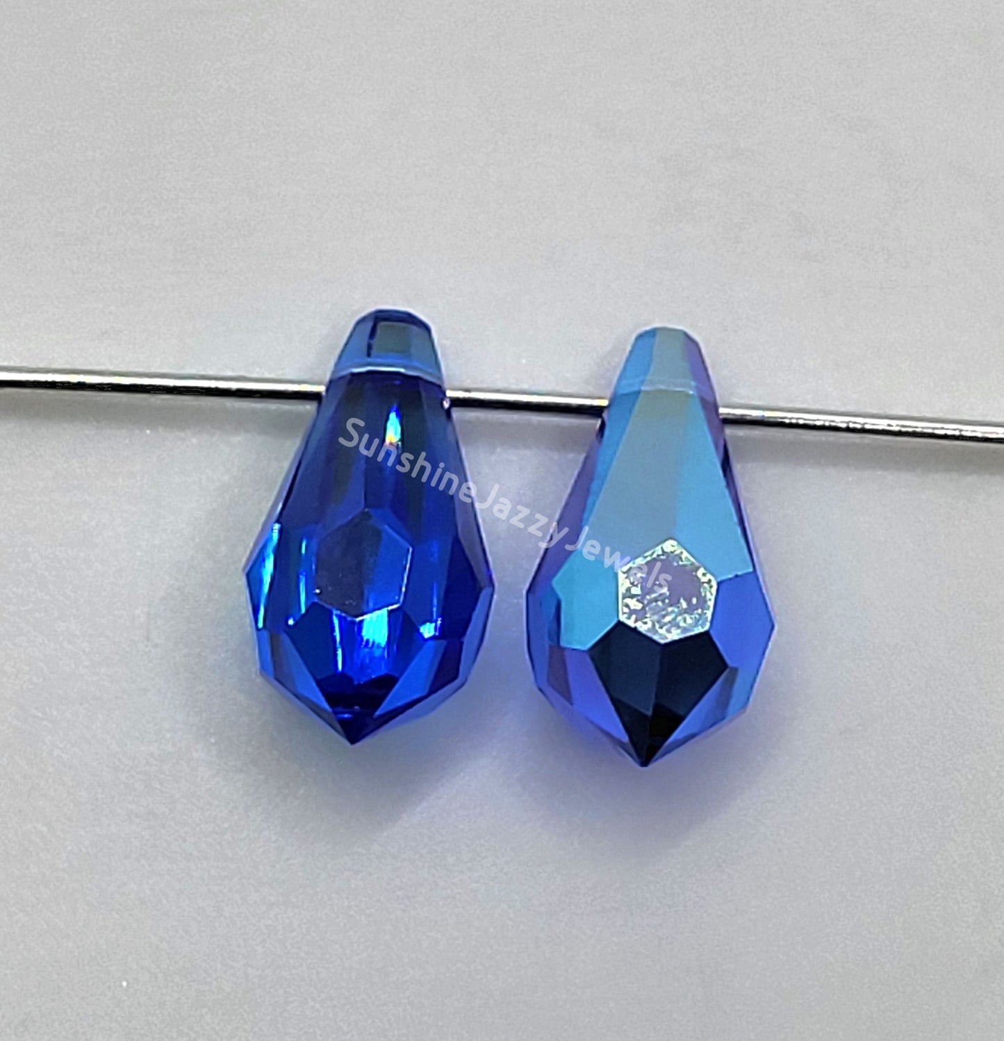 WEB EXCLUSIVE - #6000 - Swarovski Crystal Sapphire AB 15x7.5mm Teardrop Pendants