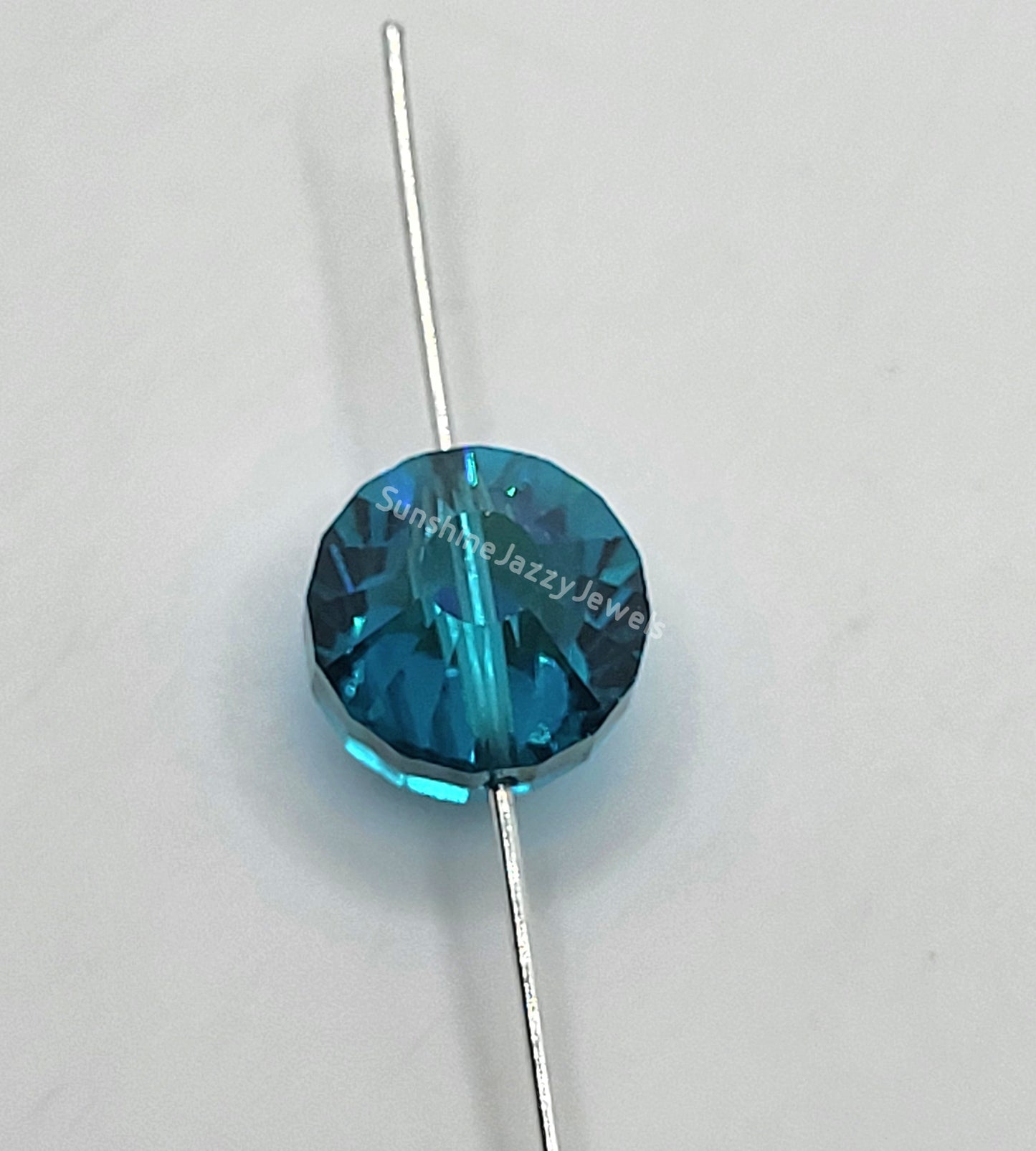 WEB EXCLUSIVE - #5101 - 4pc Swarovski Crystal Blue Zircon AB 12mm Tablet Beads