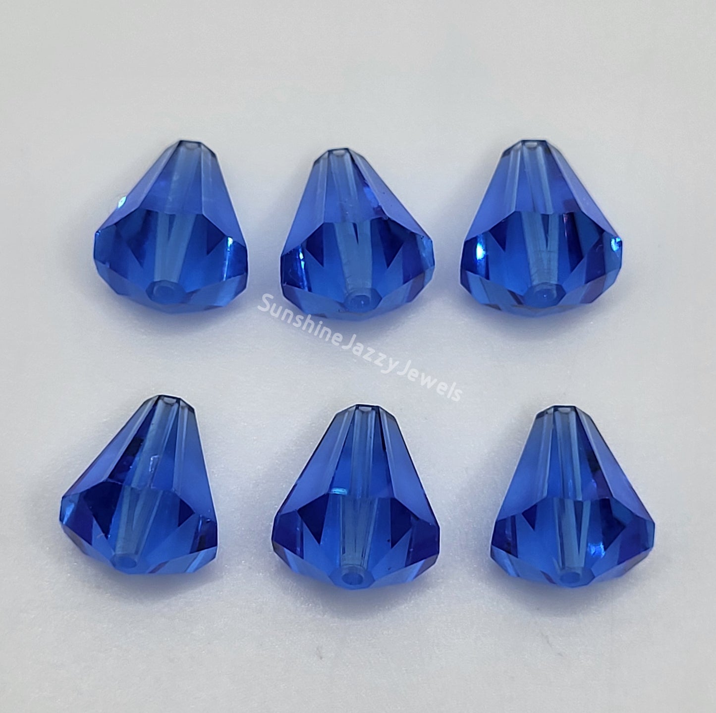 WEB EXCLUSIVE - #5400 - 6pc Swarovski Crystal Sapphire 11x10mm Cone Beads