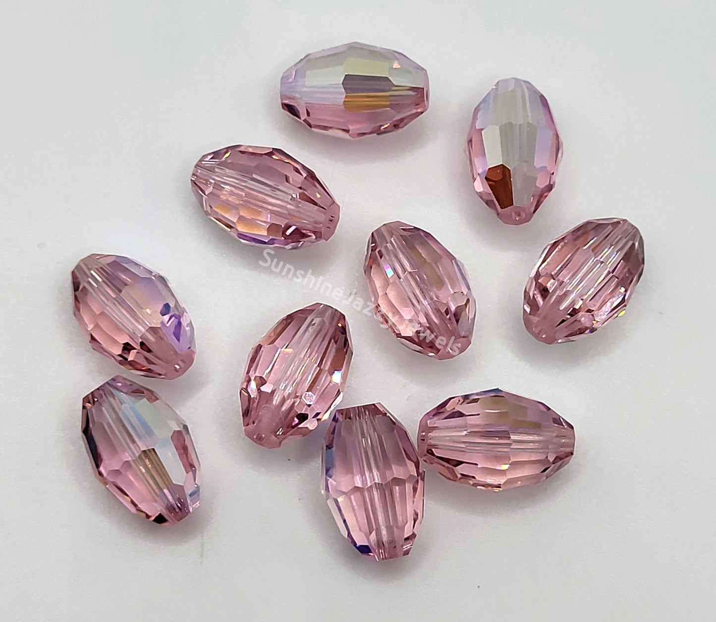 WEB EXCLUSIVE - #5200 - 6pc Swarovski Crystal Light Rose AB 12x8mm Oval Beads