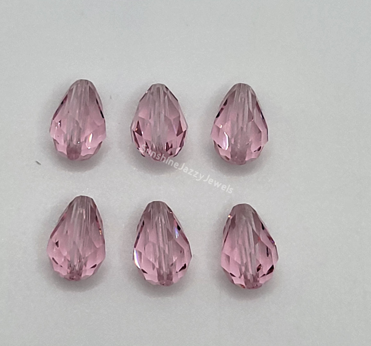 WEB EXCLUSIVE - #5500 - 6pc Swarovski Crystal Light Rose 9x6mm Teardrop Beads