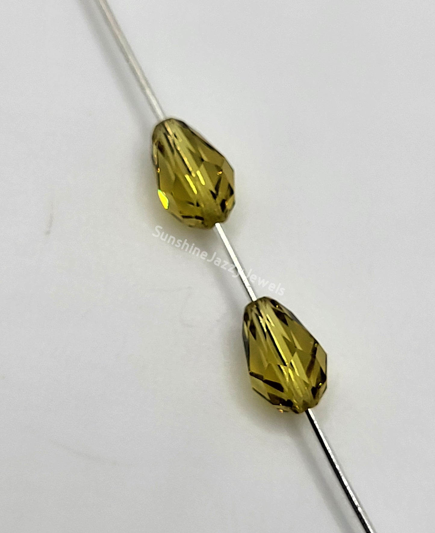 #5500 - 6pc Swarovski Crystal Lime 9x6mm Teardrop Beads; LAST ONE