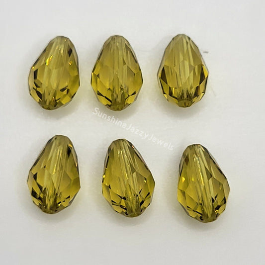#5500 - 6pc Swarovski Crystal Lime 9x6mm Teardrop Beads; LAST ONE